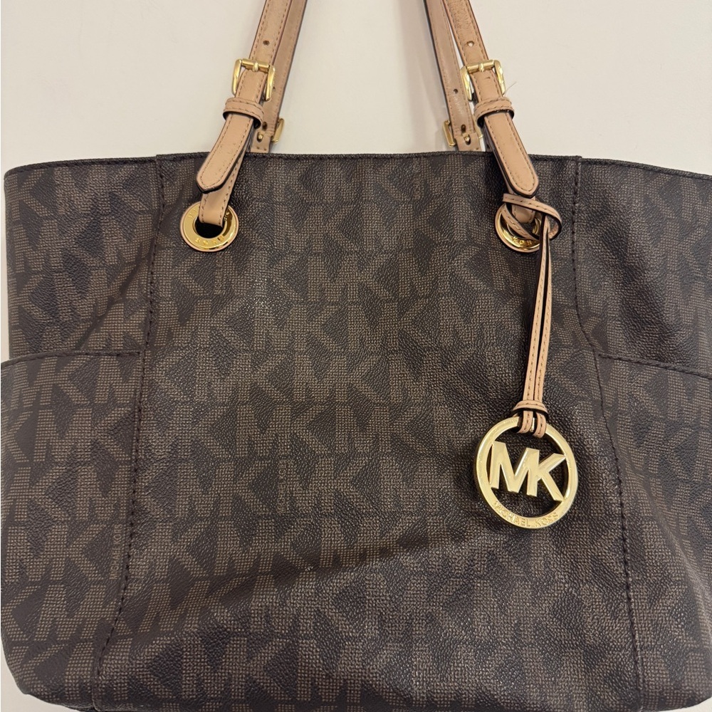 Michael Kors Brown Signature Tote with Gold Accents - Picture 2 of 12